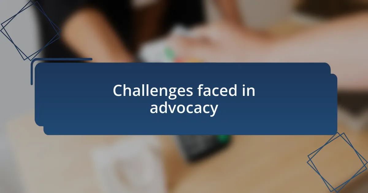 Challenges faced in advocacy