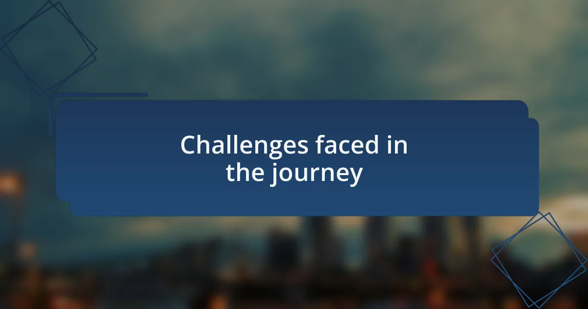 Challenges faced in the journey