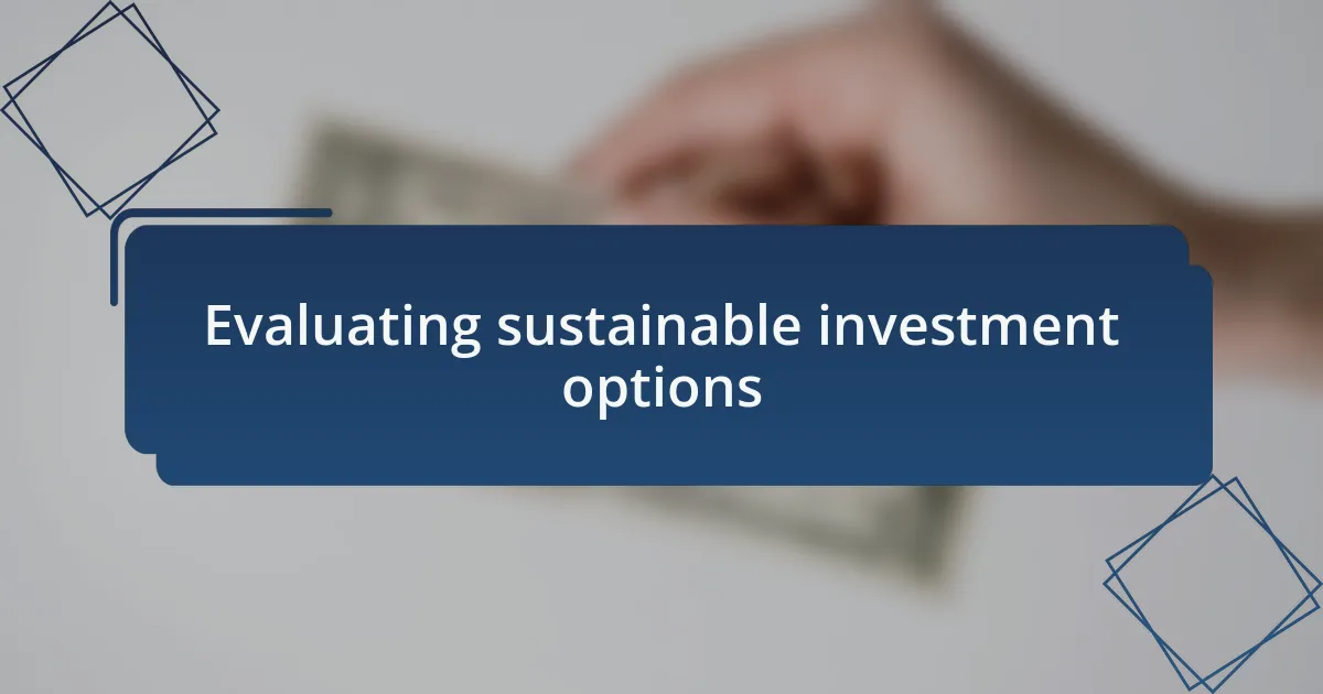 Evaluating sustainable investment options