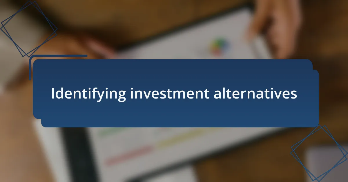 Identifying investment alternatives