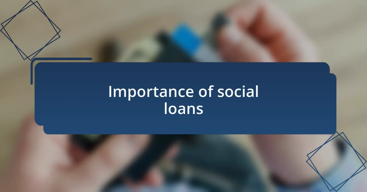 Importance of social loans