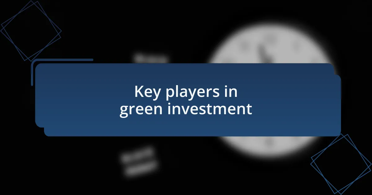 Key players in green investment