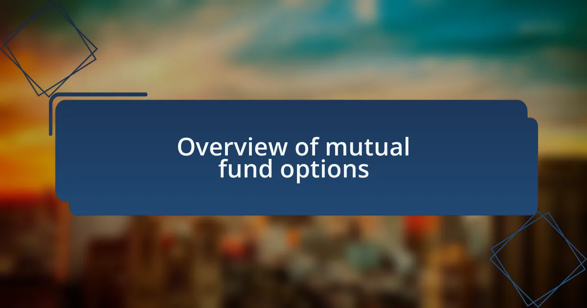 Overview of mutual fund options