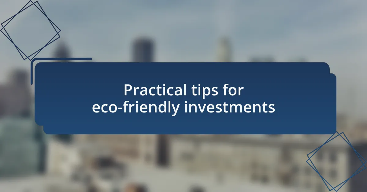 Practical tips for eco-friendly investments