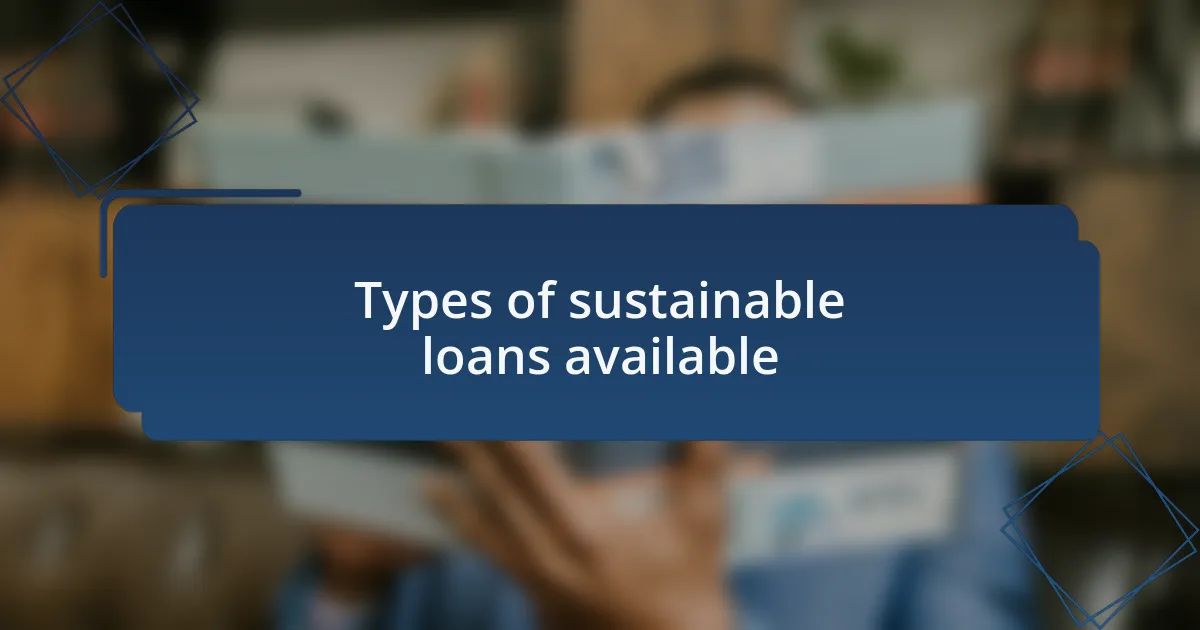 Types of sustainable loans available